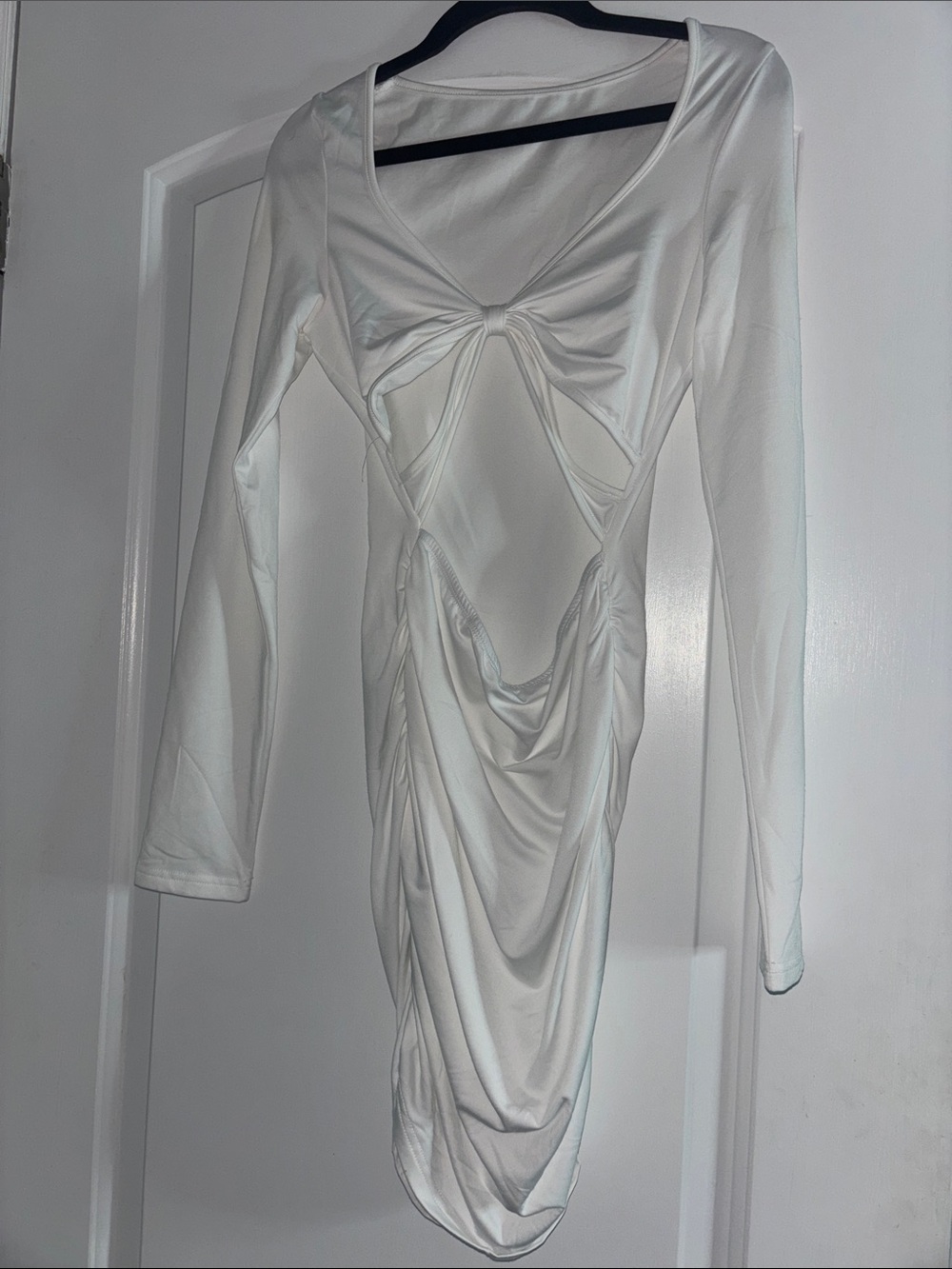 White Long-Sleeve Cutout Bodycon Dress